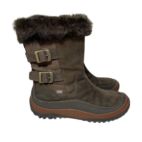 Merrell Olive Green Fur Lined Outdoor Winter Boots - Picture 1 of 9